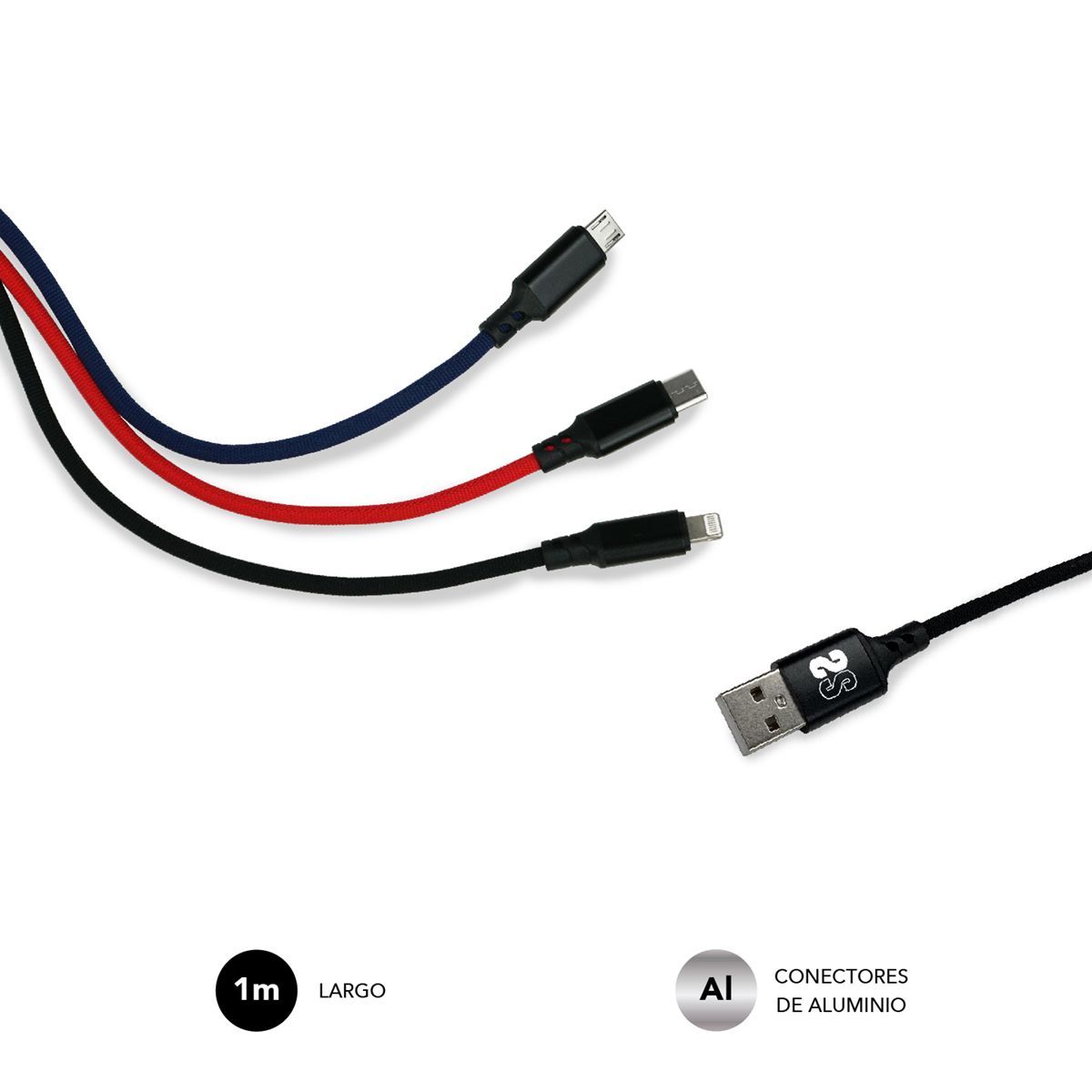 Premium Cable 3en1 (2.4A) Micro USB+Type C+Lighting