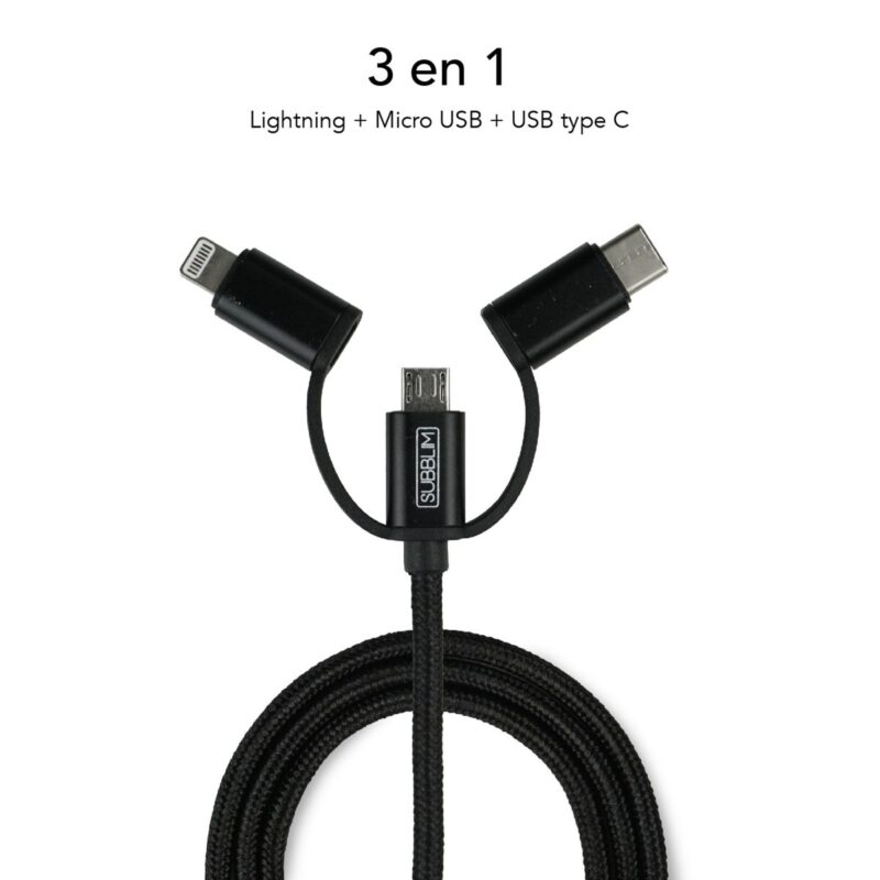 ABS Dual Wall Charger (2.4A) + Cable 3in1 Black