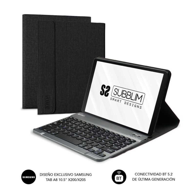 Funda con teclado exclusiva para tablet Samsung GT A8 10,5" negra Keytab Pro de Subblim