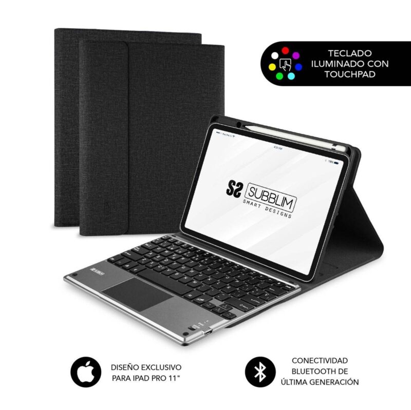 ✅ Funda con Teclado Retroiluminado Keytab Pro BT Touchpad iPad Pro 11″ 2021/2020 Black