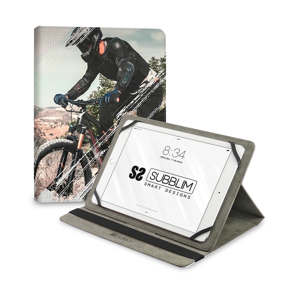 funda para tablet o ipad universal con diseño trendy aventura biker