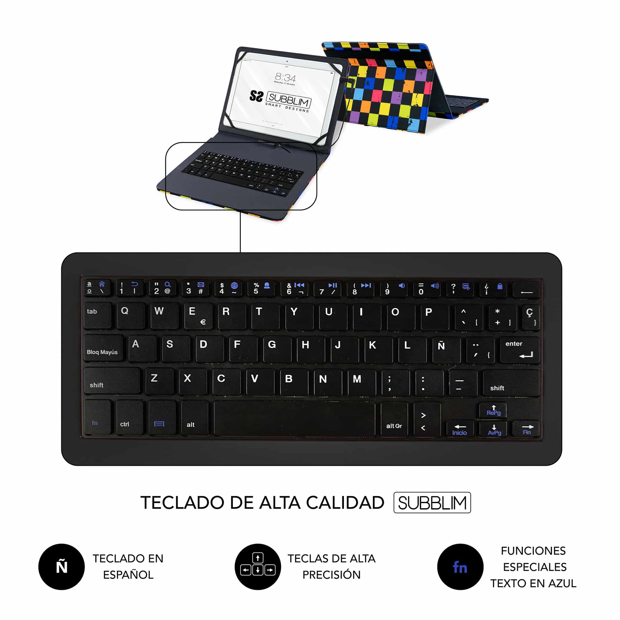 con teclado Micro USB Squares | SUBBLIM