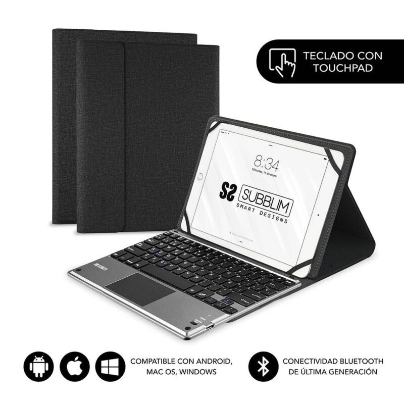 ✅ Funda con Teclado Keytab Pro Bluetooth® 9.6″-10.8″ Touchpad Black