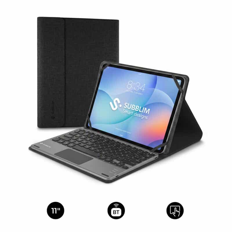 Funda Con Teclado Bluetooth Touchpad Keytab Pro Bt 9.6" – 10.8" Negra