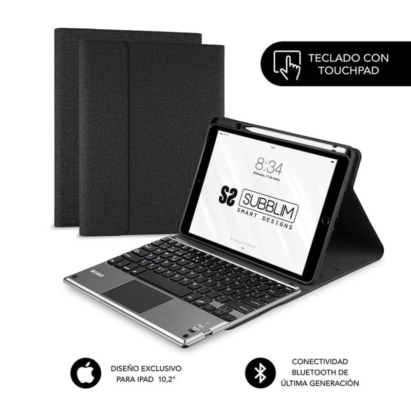 ✅ Funda con Teclado Keytab Pro BT Touchpad iPad 10.2″ Black