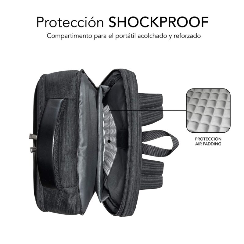 mochila con proteccion air padding para portatil estilo negocios en color negro, business de subblim