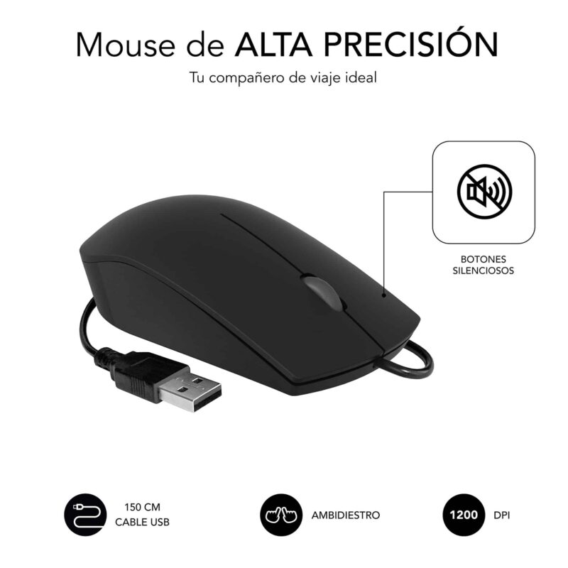 Combo de teclado y ratón con cable usb silencioso, ratón alta precision 1200dpi, gama business de SUBBLIM