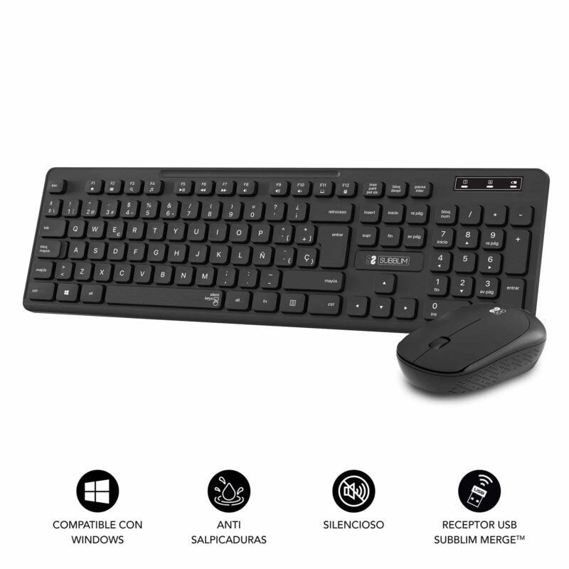 Combo teclado y raton inalambricos silencioso business para empresas en color negro