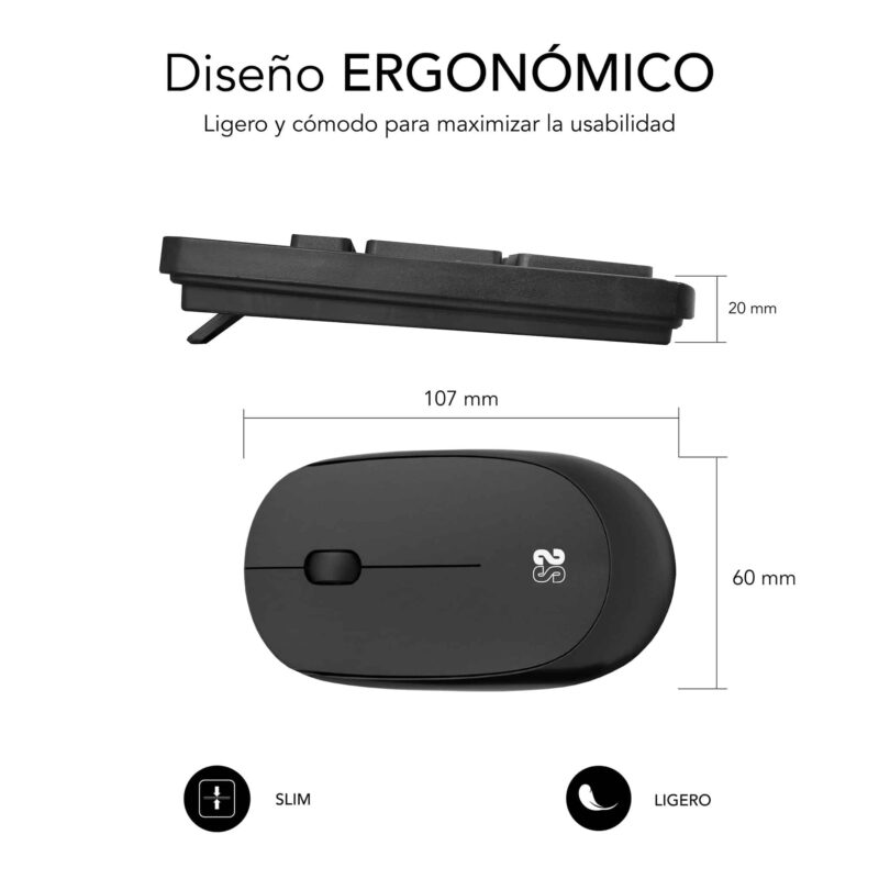 Combo teclado y raton inalambricos diseño ergonomico business ideal para empresas