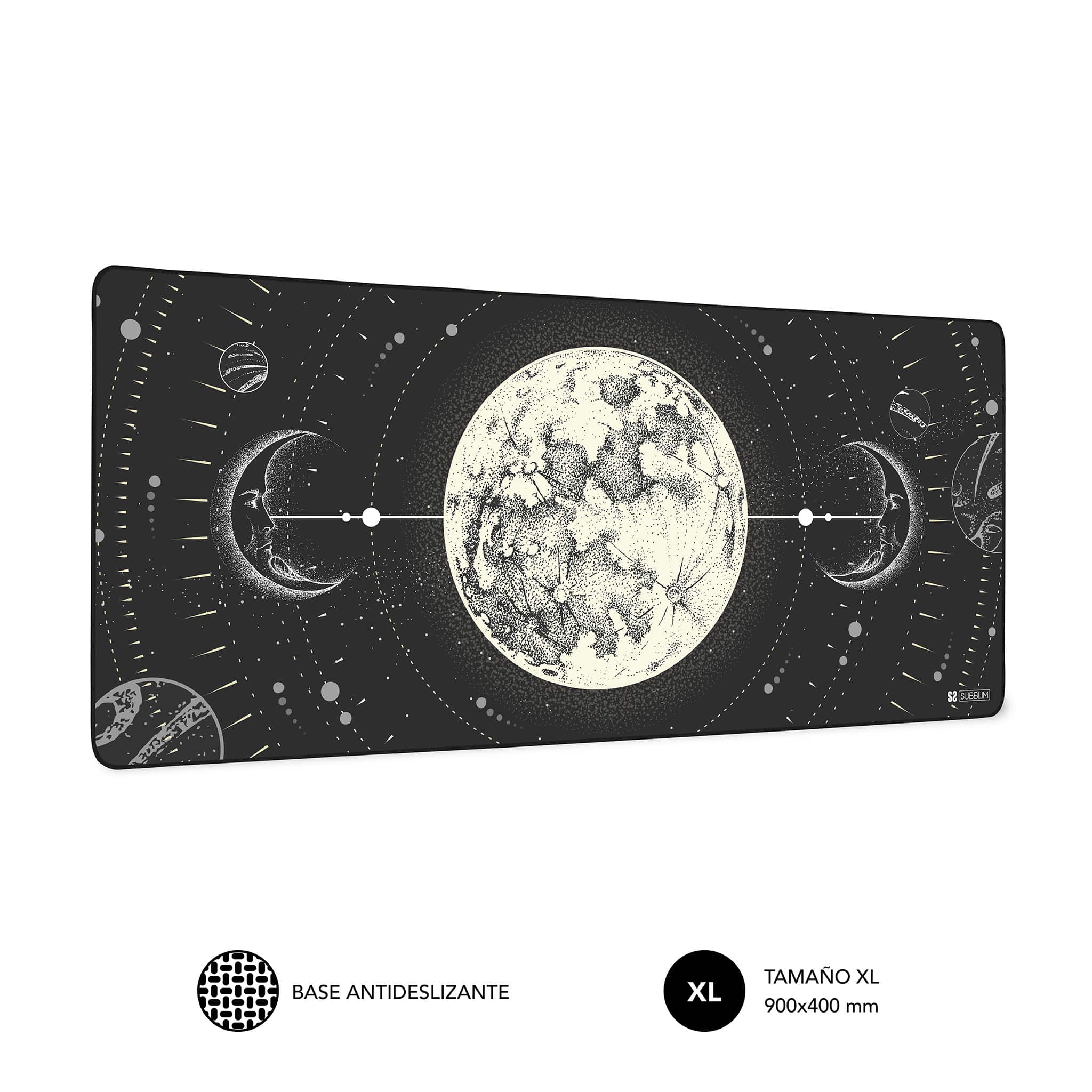 alfombrilla de raton tamaño xl grandes dimensiones con diseño de luna y fases lunares