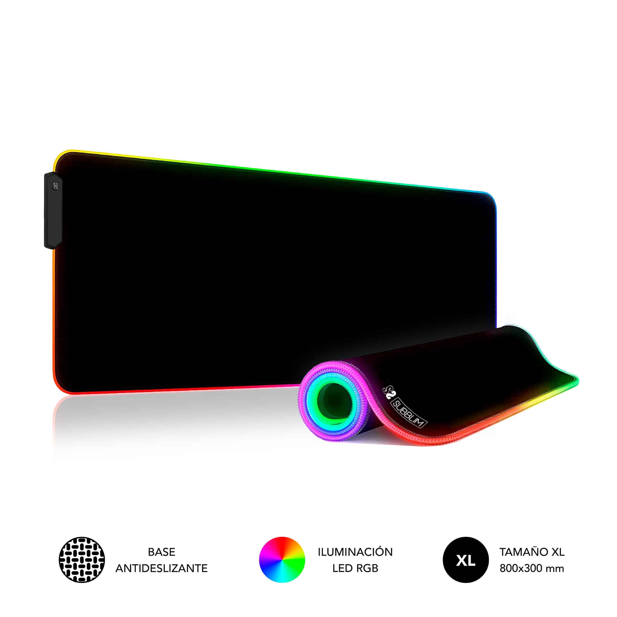 ✓ Alfombrilla de Ratón con Luz LED RGB colores extra grande Pemium | Subblim