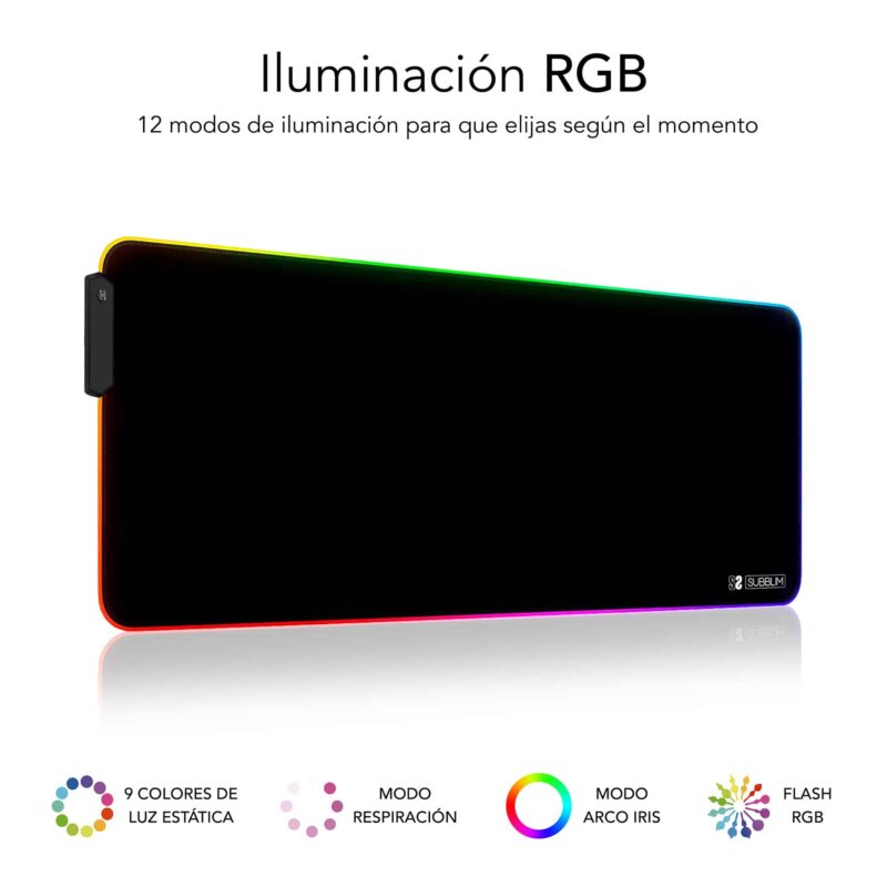 ✅ Alfombrilla de Ratón con Luz LED RGB 9 colores extra grande Pemium