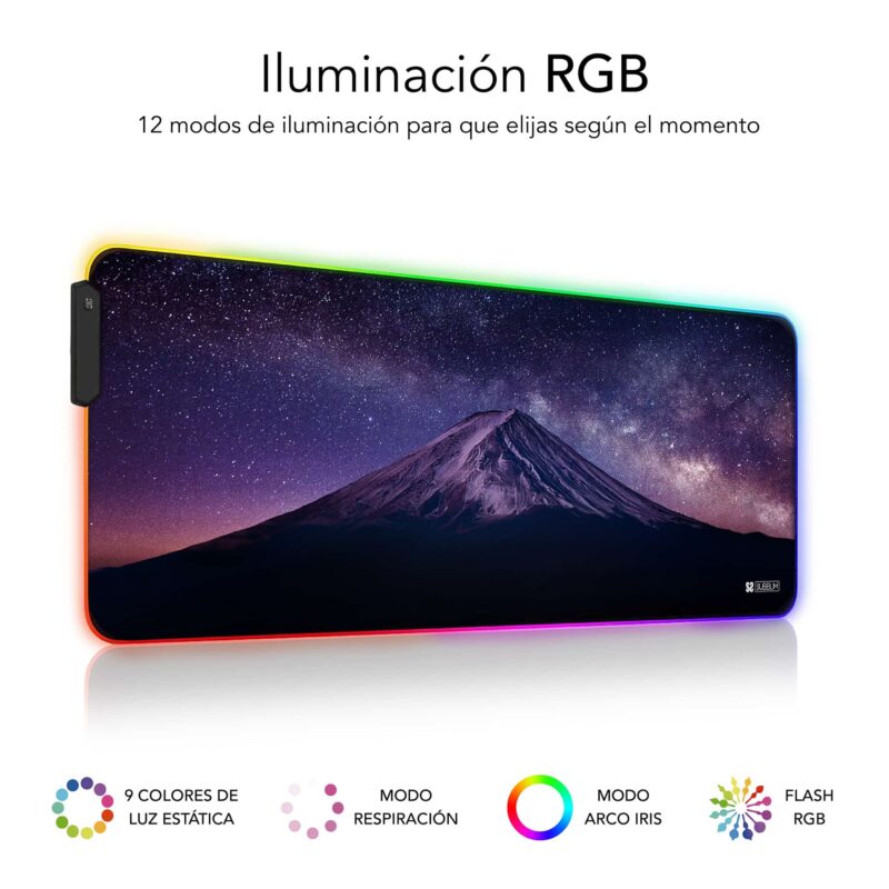 ✅ Alfombrilla / Tapete Ratón con Luz LED RGB 9 colores extra grande Montaña