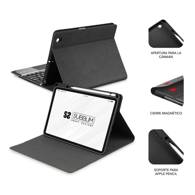 ✅ Funda con Teclado Retroiluminado Keytab Pro BT Touchpad iPad 10,9″ 10ª Gen.