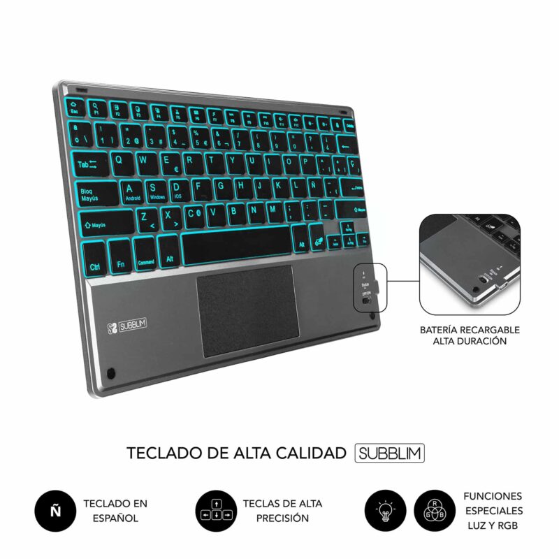 ✅ Funda con Teclado Retroiluminado Keytab Pro BT Touchpad iPad 10,9″ 10ª Gen.