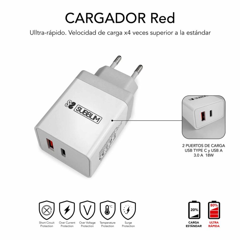 ✅ Cargador Pared Smart charger PD25W+QC3.0+C to C/Lightning cable White