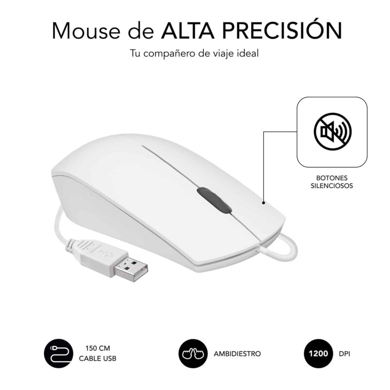 ✅ Teclado delgado y ratón Combo Business Slim Silencioso con cable USB Blanco