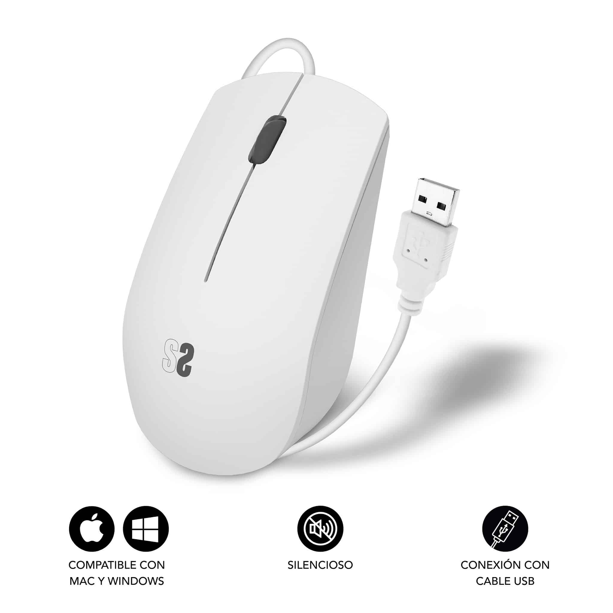 Dictadura Patrocinar virtual Ratón de oficina blanco con cable USB | Empresas | SUBBLIM