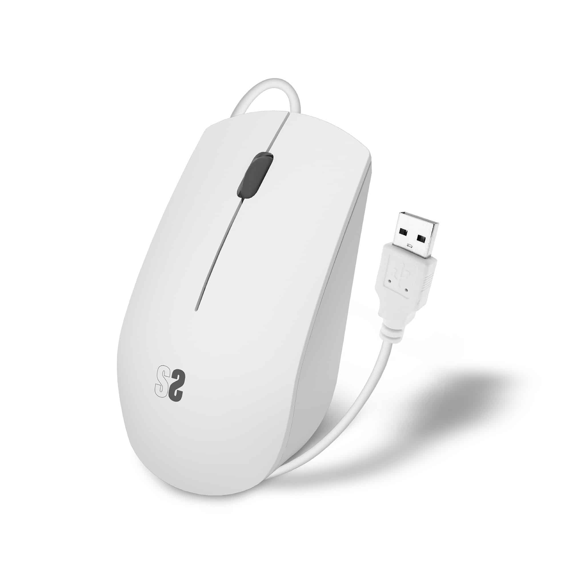 ratón de oficina blanco con cable usb de 150 cm