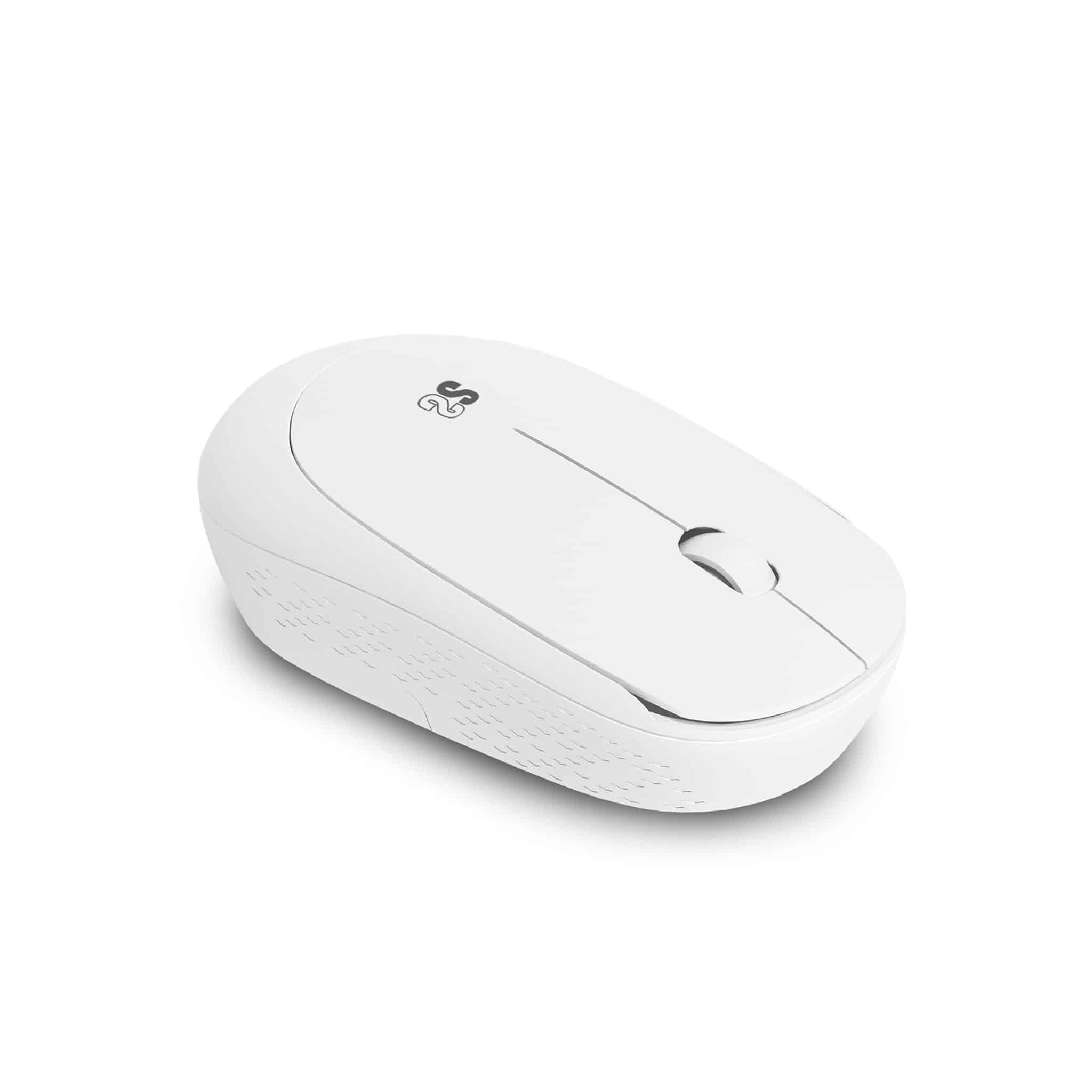 Ratón de ordenador blanco sin cables con receptor usb de clic silencioso para trabajo de oficina