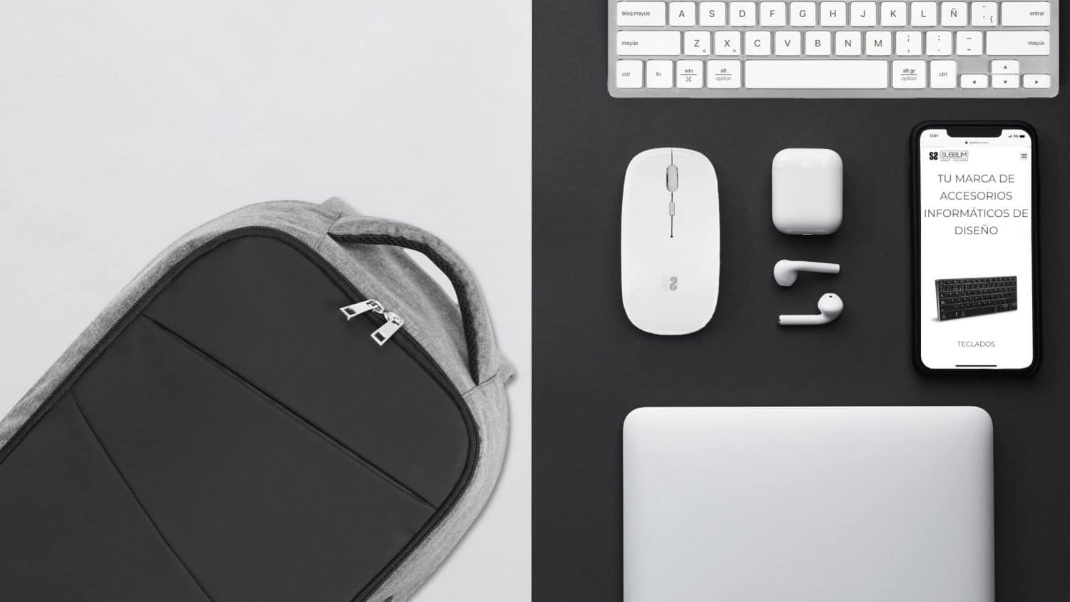 accesorios para trabajar desde casa o la oficina, para llevar tus dispositivos de un lado a otro y tener un puesto de trabajo siempre confortable: teclado multidispositivo, ratón dual, mochila para portátil máxima protección