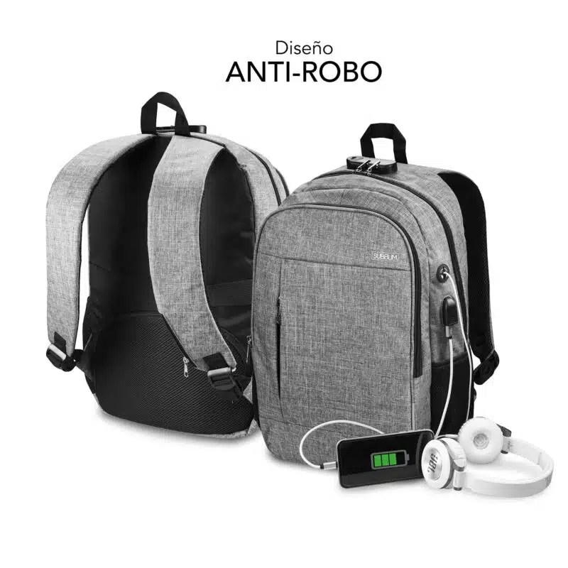 Mochila Para Portátil Urban Lock 16"  Gris - Imagen 2