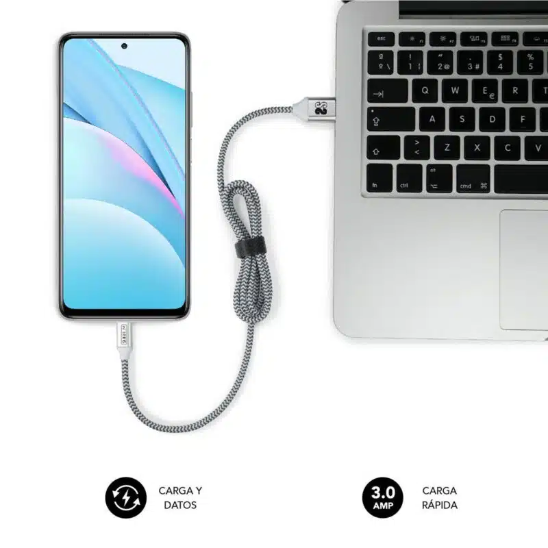 Pack 2 Cables Usb Tipo C – Usb A (3.0A) Negro/Plata - Imagen 5