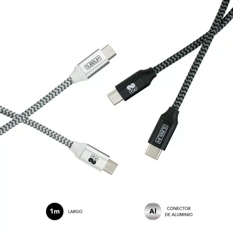 Pack 2 Cables Usb Tipo C – Usb Tipo C (3.0A) Negro/Plata - Imagen 3