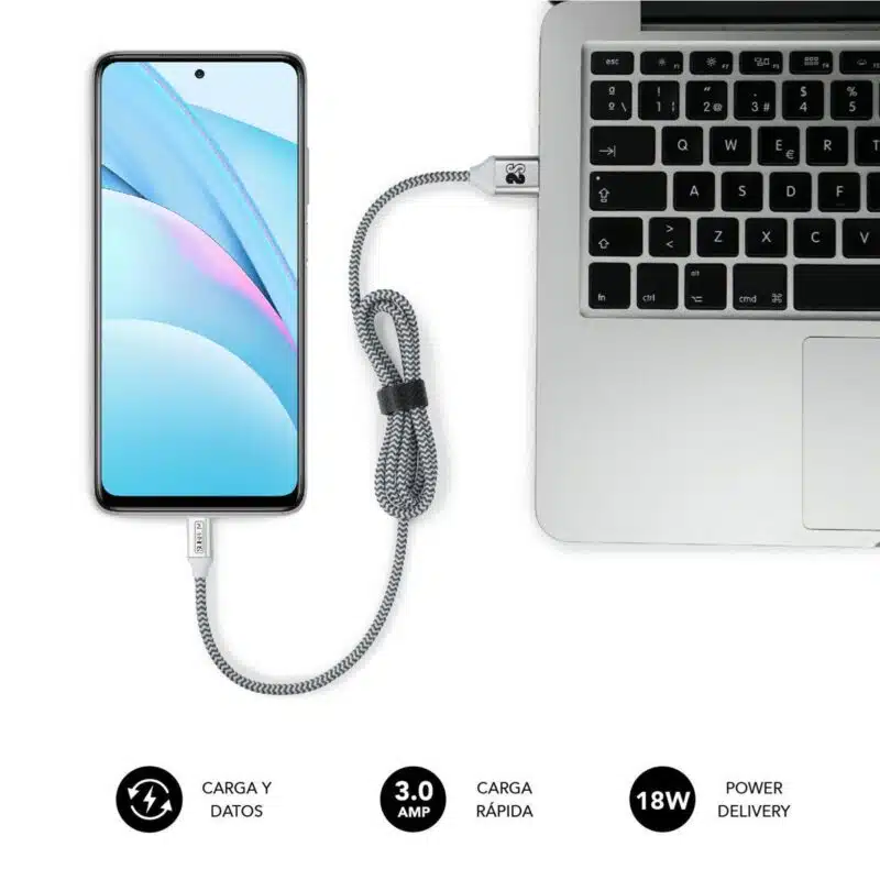 Pack 2 Cables Usb Tipo C – Usb Tipo C (3.0A) Negro/Plata - Imagen 5