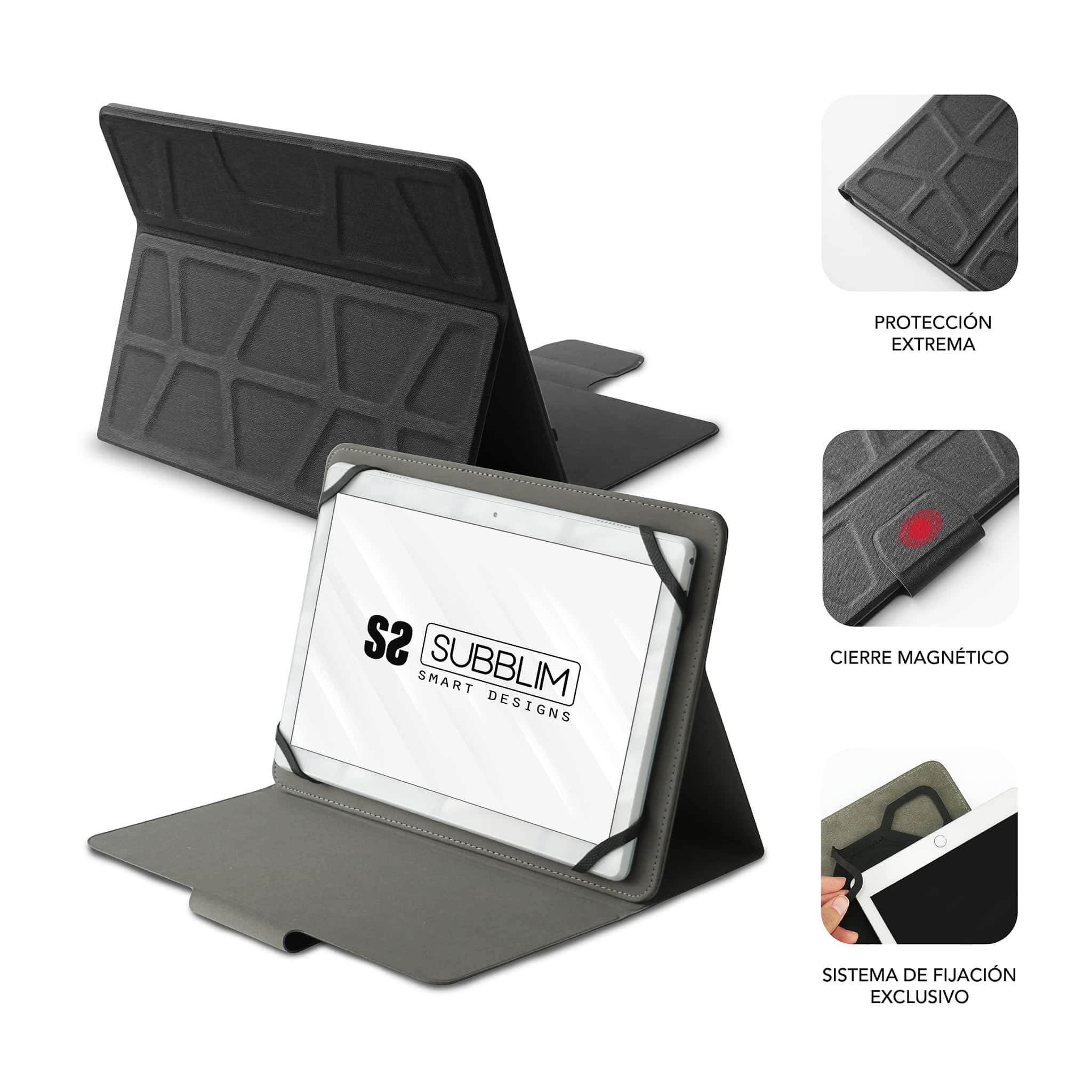 Funda universal para tablet de 7.5 a 8.5 pulgadas, ultra delgada, ligera,  de piel sintética, con soporte, cartera con tapa, ranuras para tarjetas