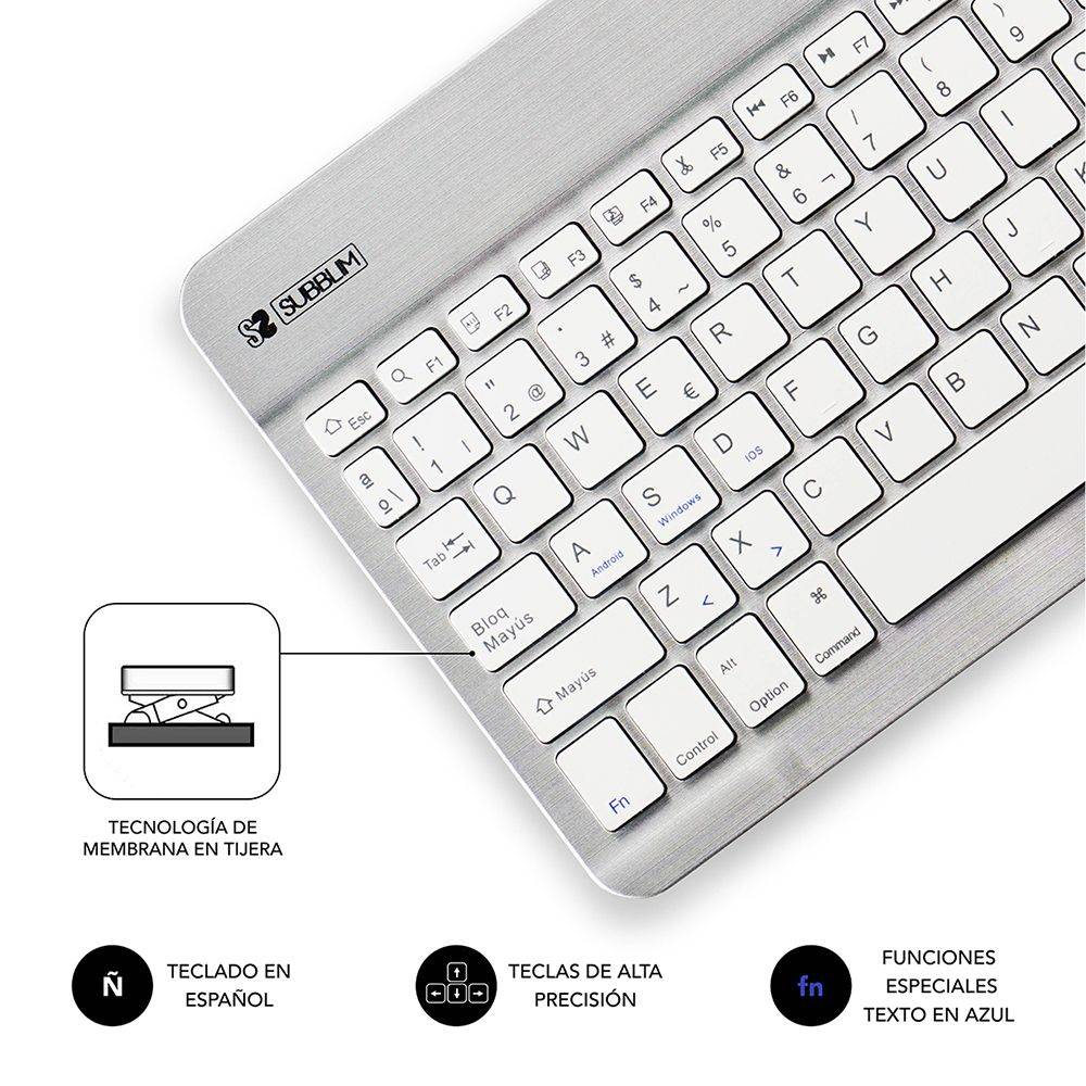 Teclado inalámbrico con touchpad incluido y diseño slim en color blanco  KB-17 BLANCO Infiniton