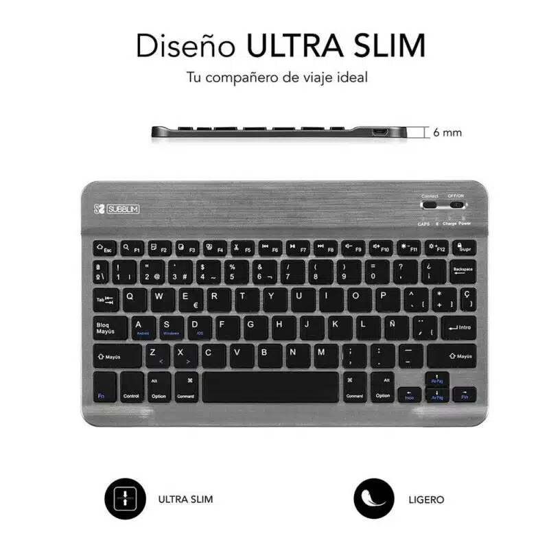 Teclado Bluetooth Smart Para Tablet O Ipad  GrisNegro - Imagen 3