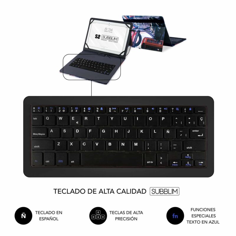 ✅ Funda con teclado USB KEYTAB PRO USB 9.6″ – 11″ ENGLAND