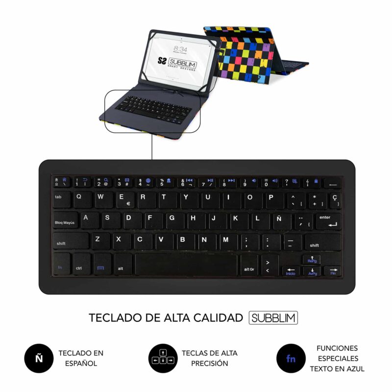 ✅ Funda con teclado USB KEYTAB PRO USB 9.6″ – 11″ Squares