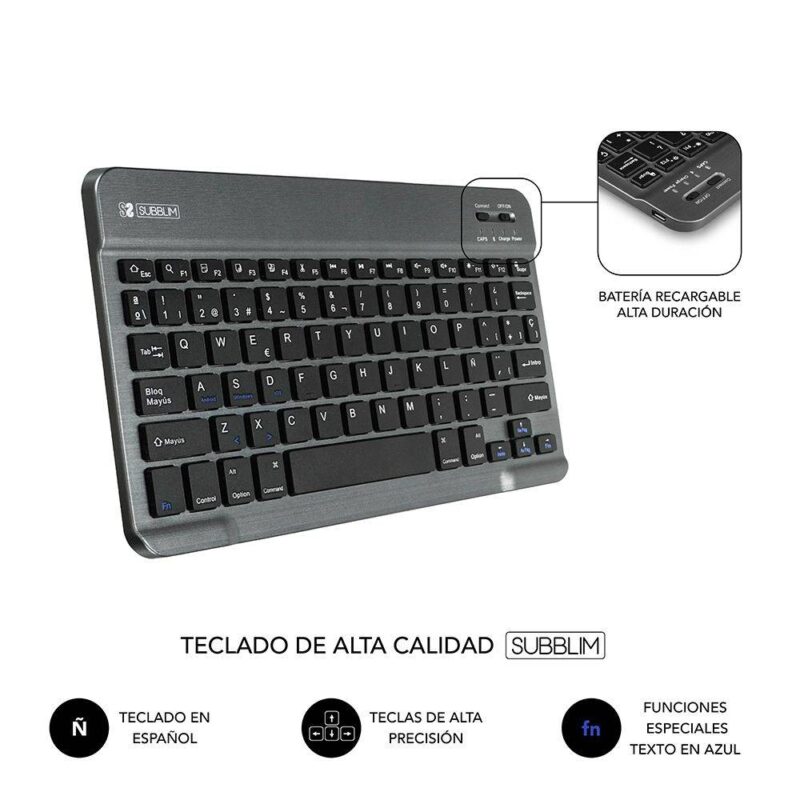 ✅ Funda con teclado Bluetooth KEYTAB PRO BLUETOOTH 9.6″ – 10.8″ - Gris