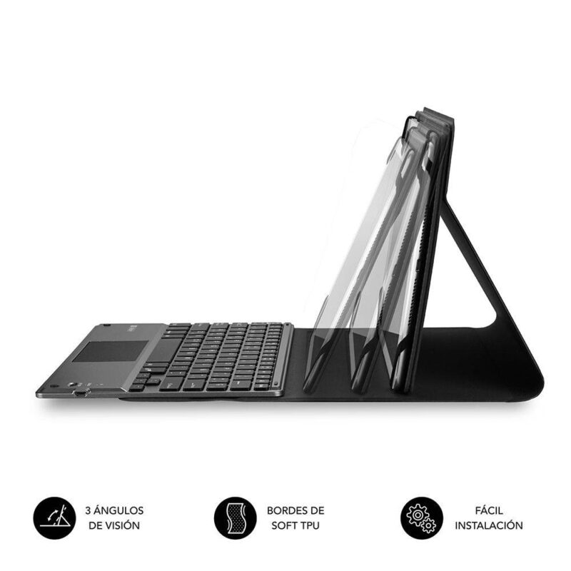 ✅ Funda con teclado Bluetooth Touchpad KEYTAB PRO BT 9.6″ – 10.8″ Negra