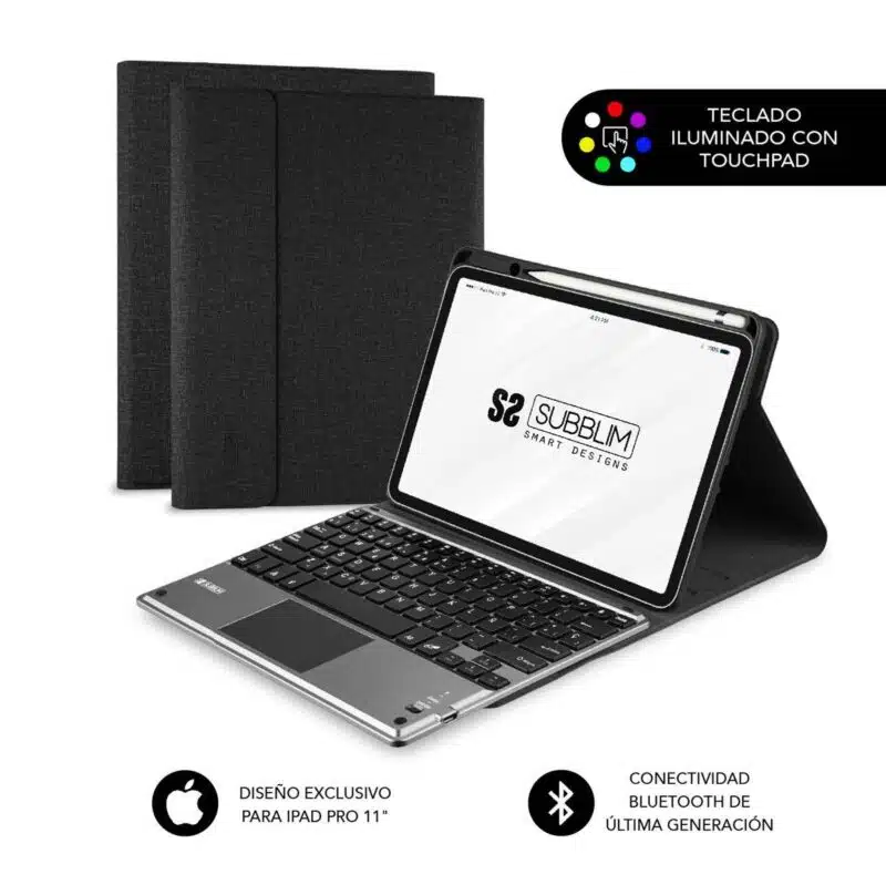 Funda Con Teclado Retroiluminado Touchpad Ipad Pro 11" 2021/2020 Negro Keytab Pro Bl Bt