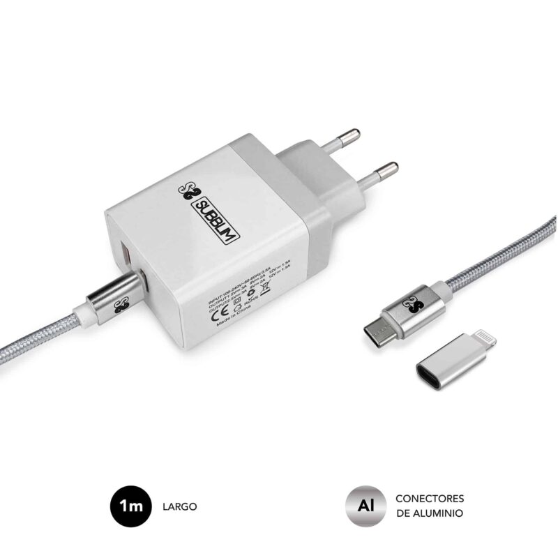 ✅ Cargador Pared Smart charger PD25W+QC3.0+C to C/Lightning cable