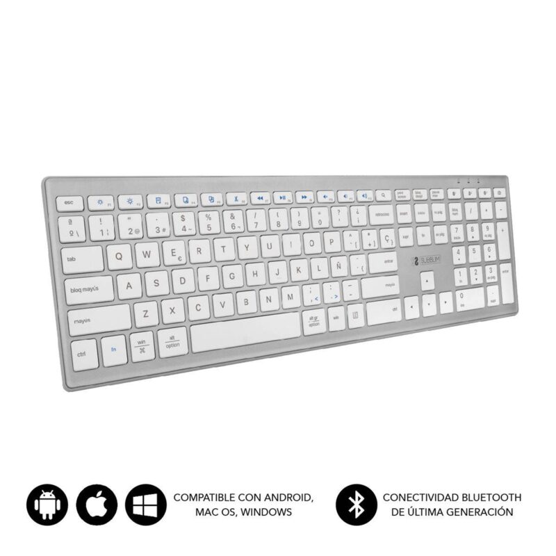 ✅ Pure Extended teclado extendido inalámbrico Bluetooth - Blanco-Plata