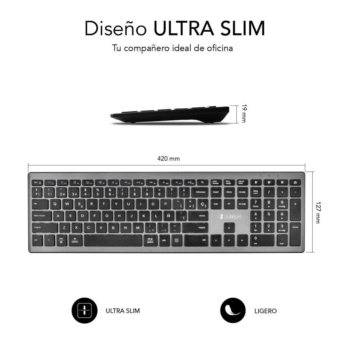 SUBBLIM SUBKT4-BTPI60 teclado para móvil Negro Bluetooth QWERTY Español