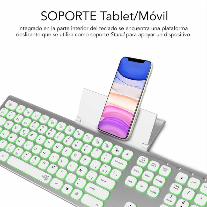 Clavier Bluetooth/2.4G éclairé Master Extended Blanc/Argent – Image 6