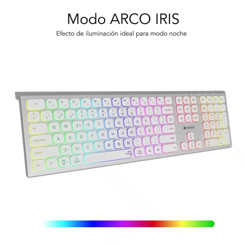 Clavier Bluetooth/2.4G éclairé Master Extended Blanc/Argent – Image 8