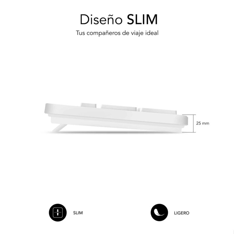 ✅ Teclado Business Slim Silencioso con cable USB - Blanco