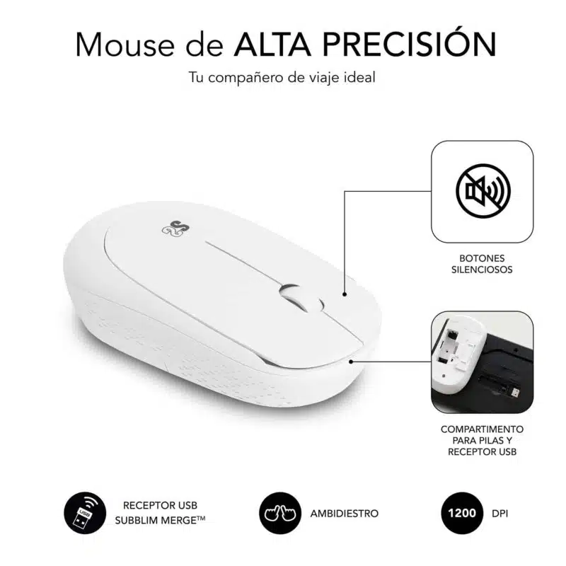 Combo Teclado y Ratón Business Slim Silencioso Inalámbrico 2.4G  Blanco - Imagen 4
