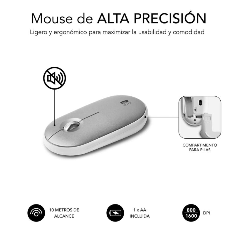 ✅ Teclado con ratón Bluetooth Combo Pure Extended - Blanco-Plata