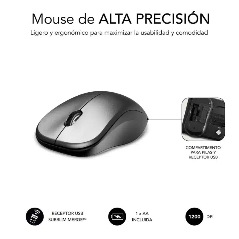Clavier et souris sans fil ultra-fins et silencieux de qualité supérieure, gris et noir – Image 4