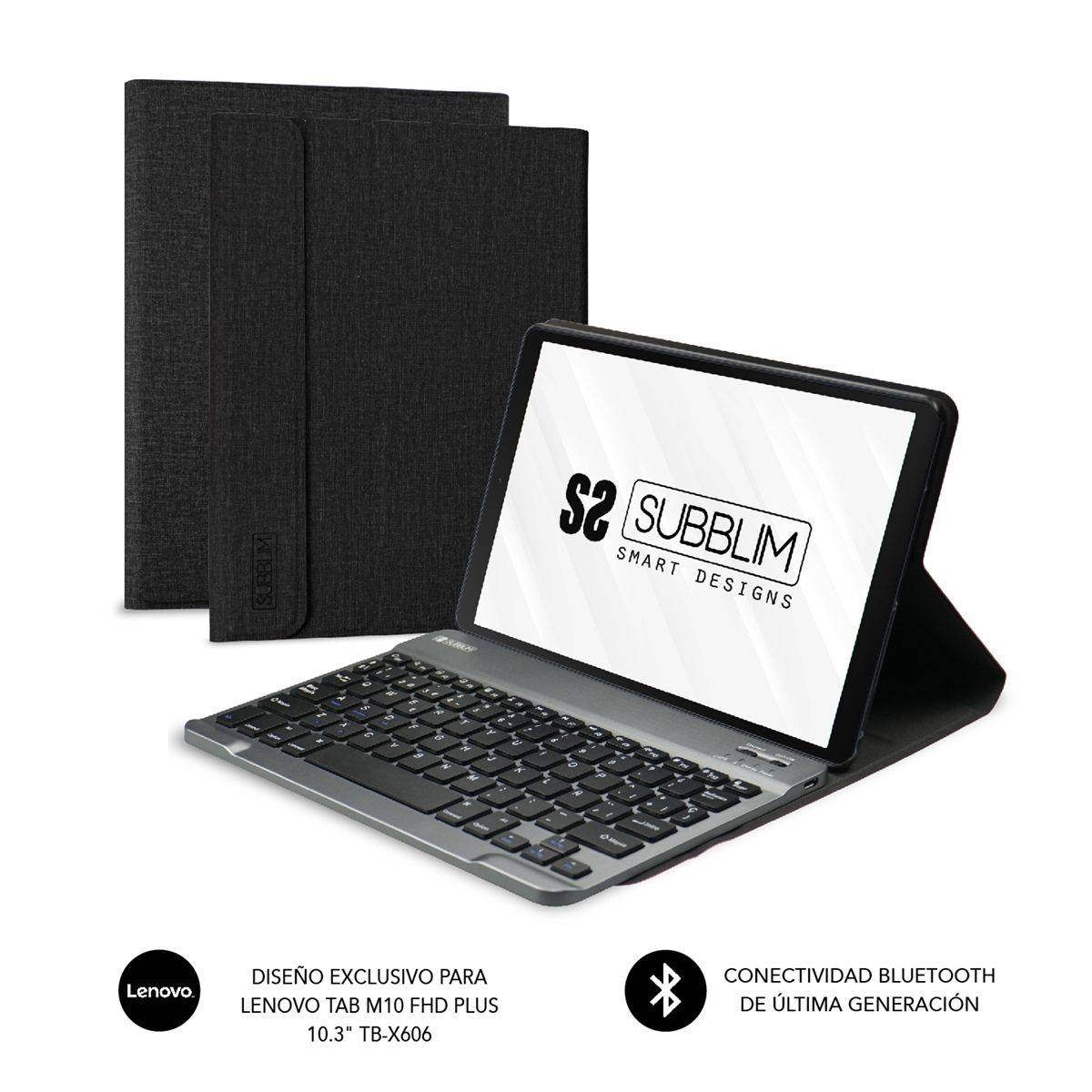 Funda de teclado para Lenovo Tab K10 2021/Lenovo Tab M10 FHD Plus 2020 2ª  generación de 10.3 pulgadas, funda inteligente delgada y ligera con teclado