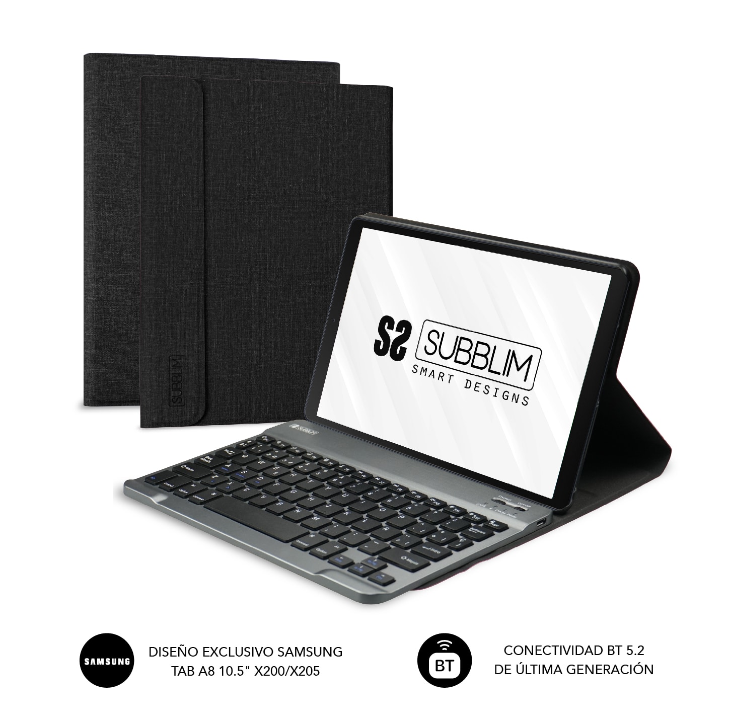 ✓ Funda con teclado SAMSUNG GT A8 10.5“ X200/205 KEYTAB PRO BT NEGRA