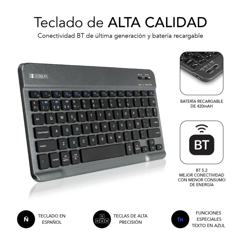 ✅ Funda con teclado SAMSUNG GT A8 10.5“ X200/205 KEYTAB PRO BT NEGRA