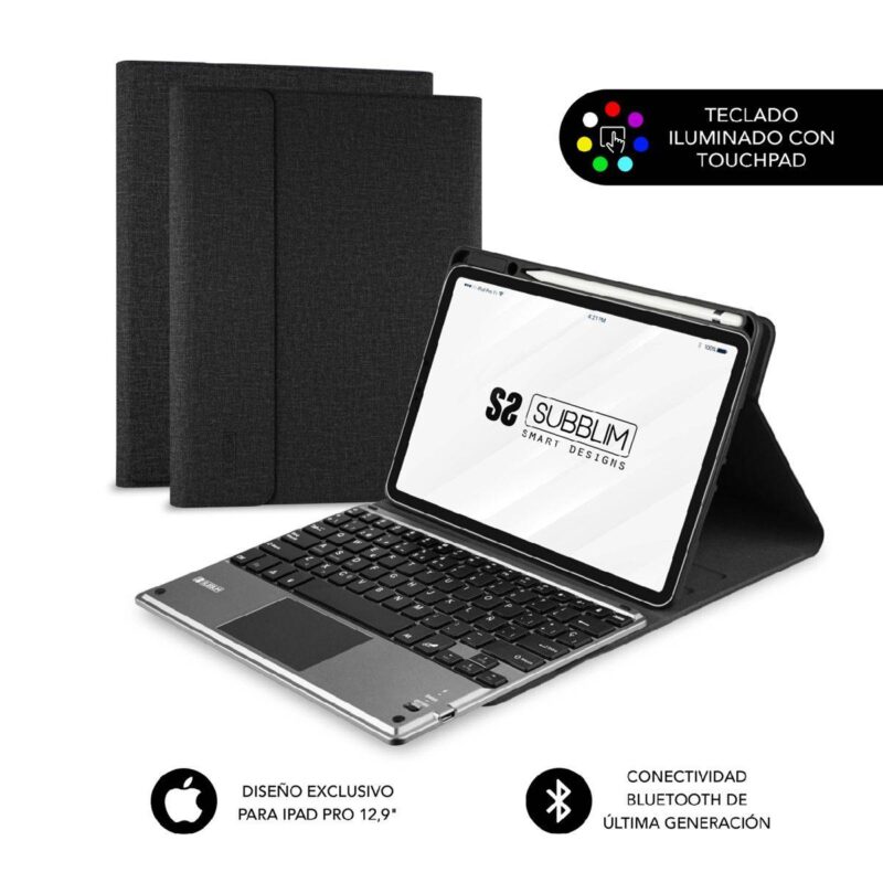 ✅ Funda con teclado retroiluminado Bluetooth Touchpad iPad Pro 12.9″ KEYTAB PRO